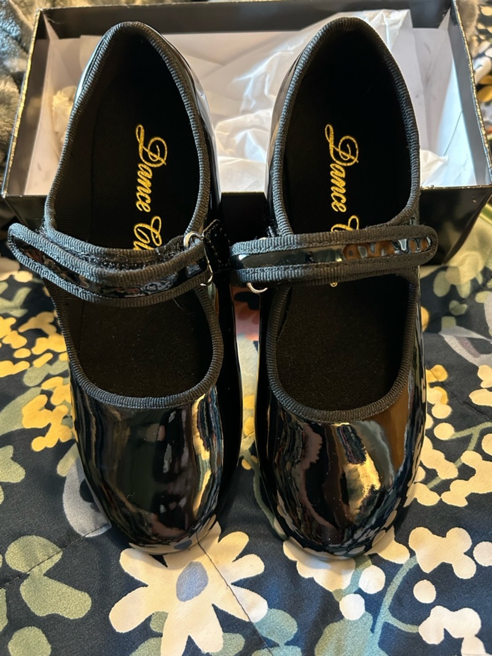 Dance Class Kids' Black Patent Mary Jane Tap Shoes size 2 NIB